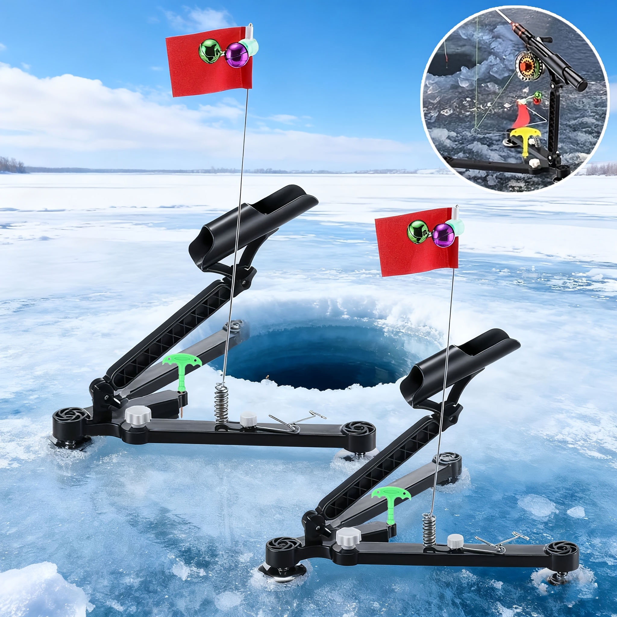 Ice Pick Pick - Foldable Ice Fishing Rod Holder with