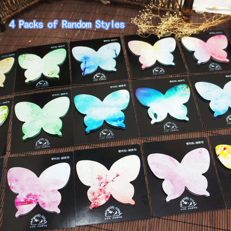Home Bar Supplies - 4 Packs Random Butterfly Sticky Notes