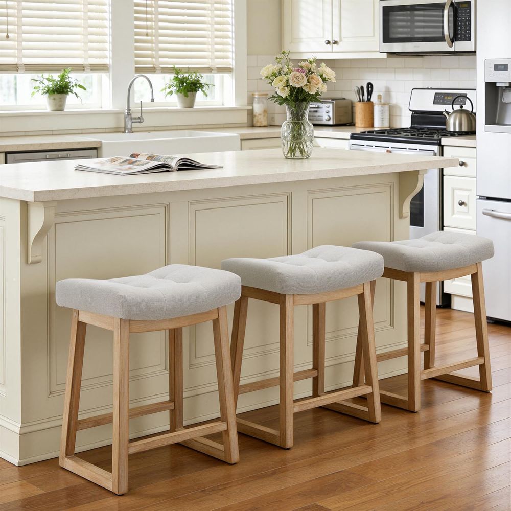 Home Bar And Counter - Set of 3, 24 Upholstered Counter