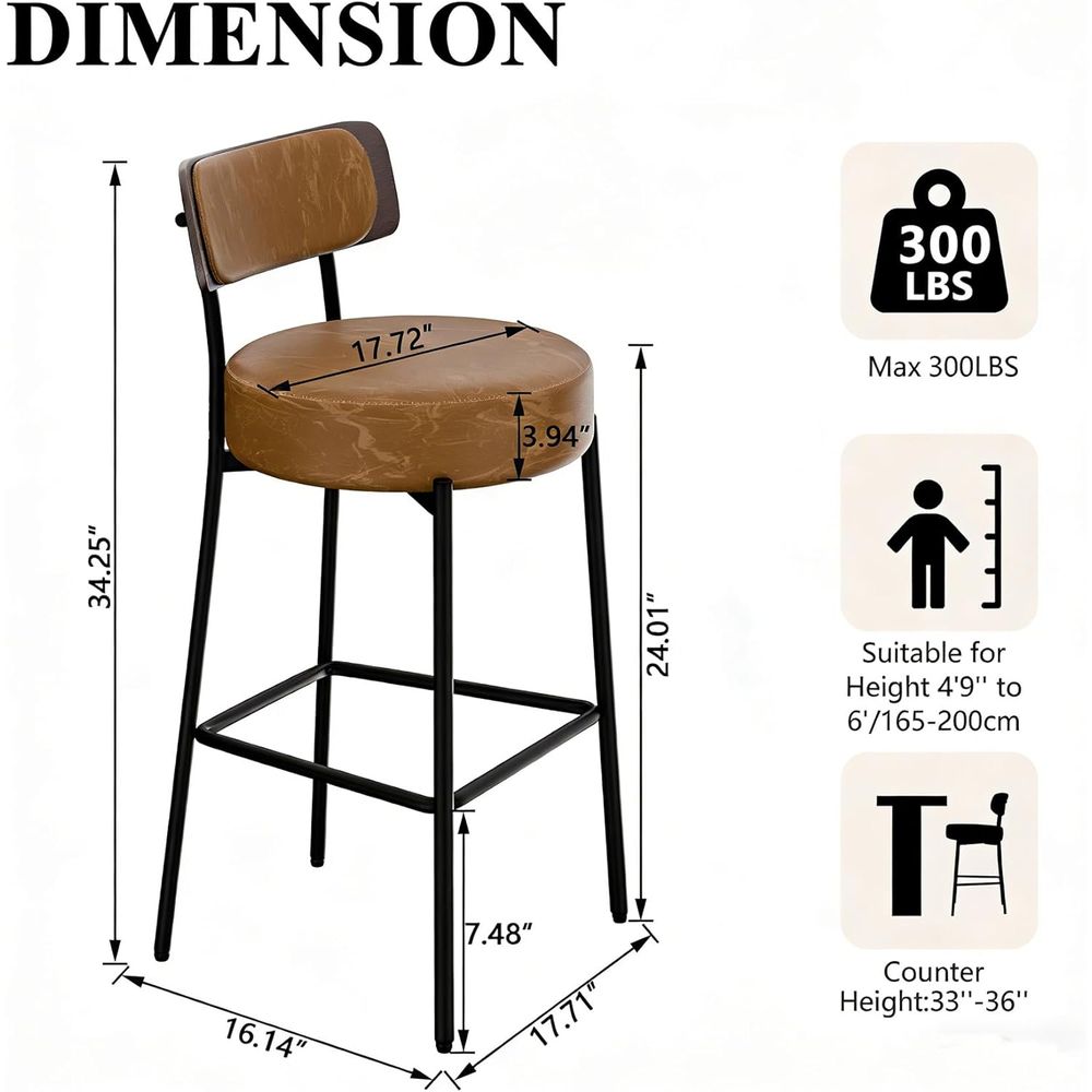 Brown Bar Stools Set o 3, Leat – обзор и цена Home Bar And Counter