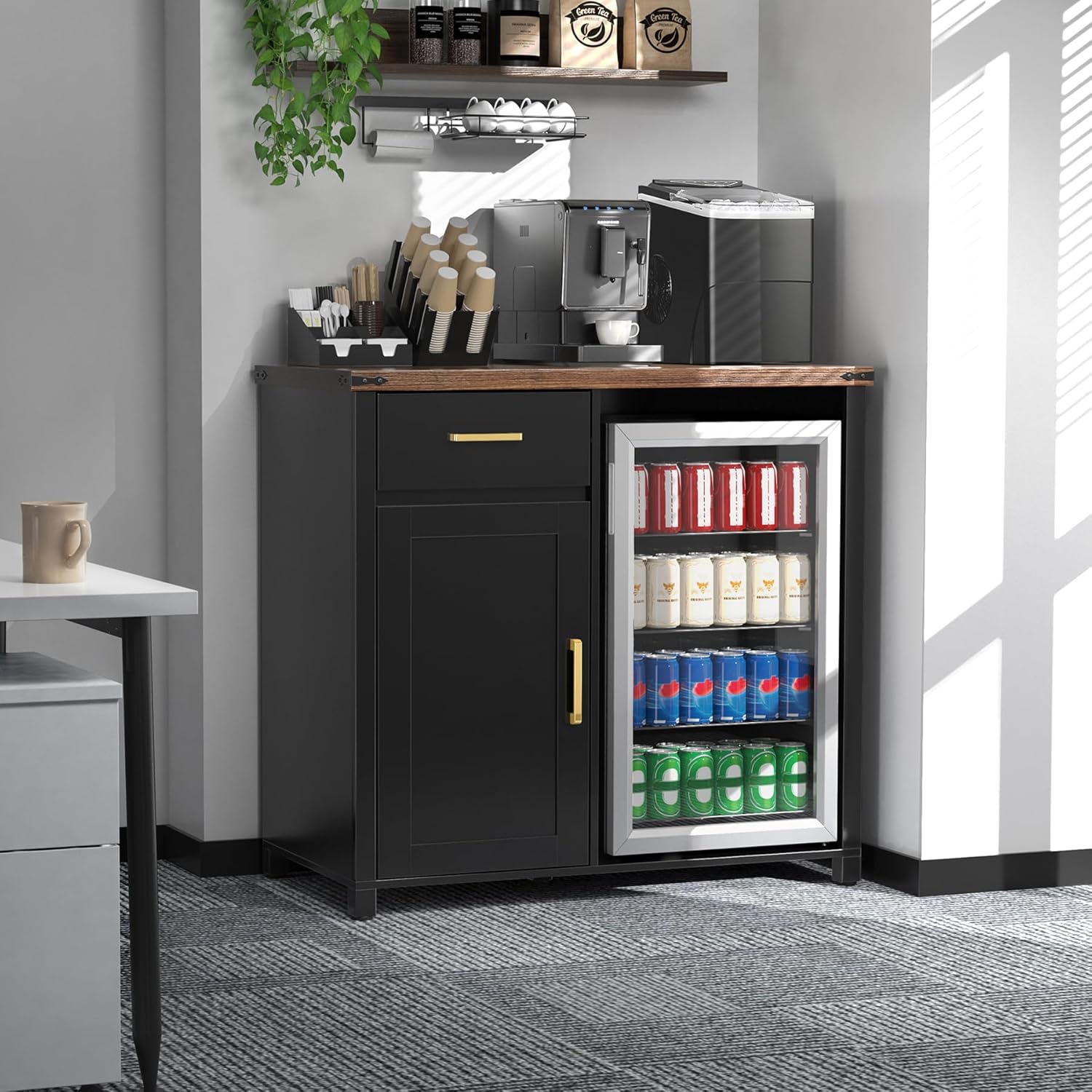 Coffee Bar Cabinet with Mini F – обзор и цена Home Bar And Fridge
