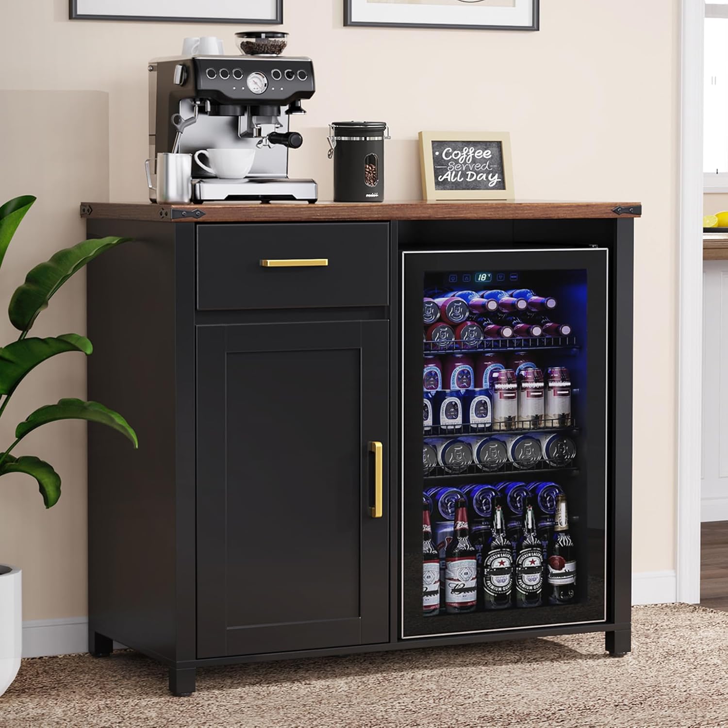 Coffee Bar Cabinet with Mini F – обзор и цена Home Bar And Fridge