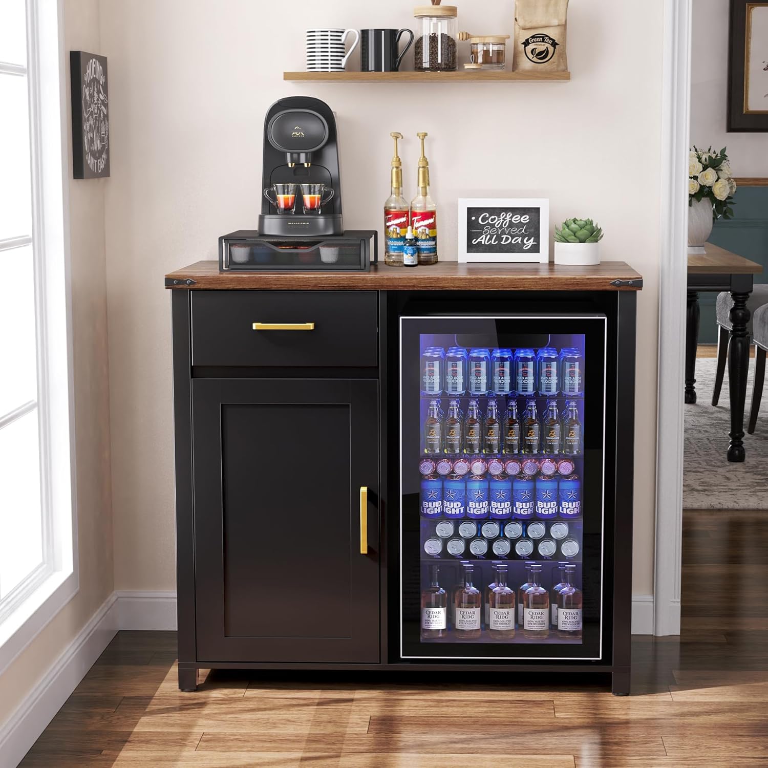 Coffee Bar Cabinet with Mini F – обзор и цена Home Bar And Fridge
