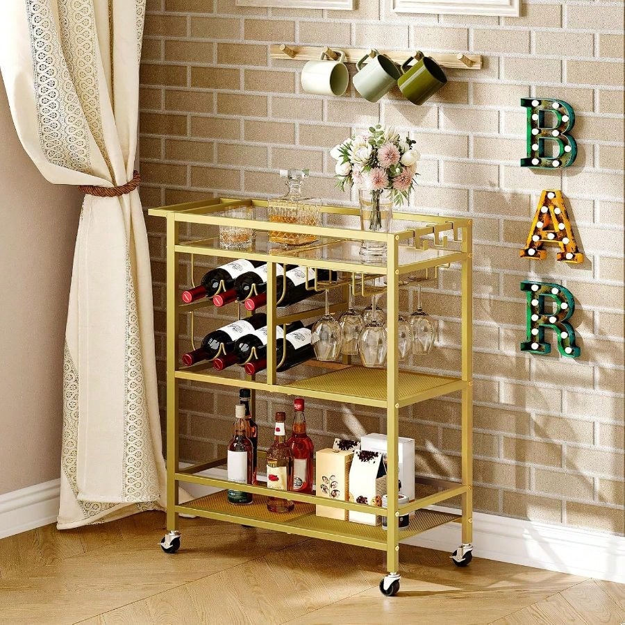 Bar Cart Home, 3-Tier Serving  – обзор и цена Bar Cart Gold