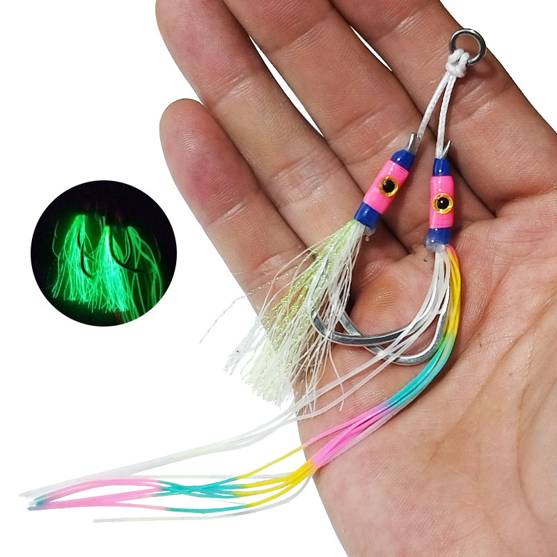 2Pairs/bag Glow Jig Lure Hooks – обзор и цена Jigger Double Sided
