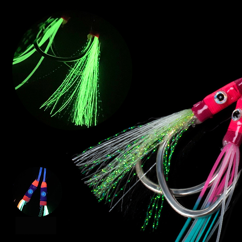 2Pairs/bag Glow Jig Lure Hooks – обзор и цена Jigger Double Sided