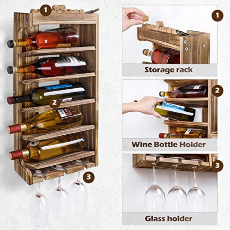 Wine Rack Wall Mounted WoodAlc – обзор и цена Home Bar Shelf