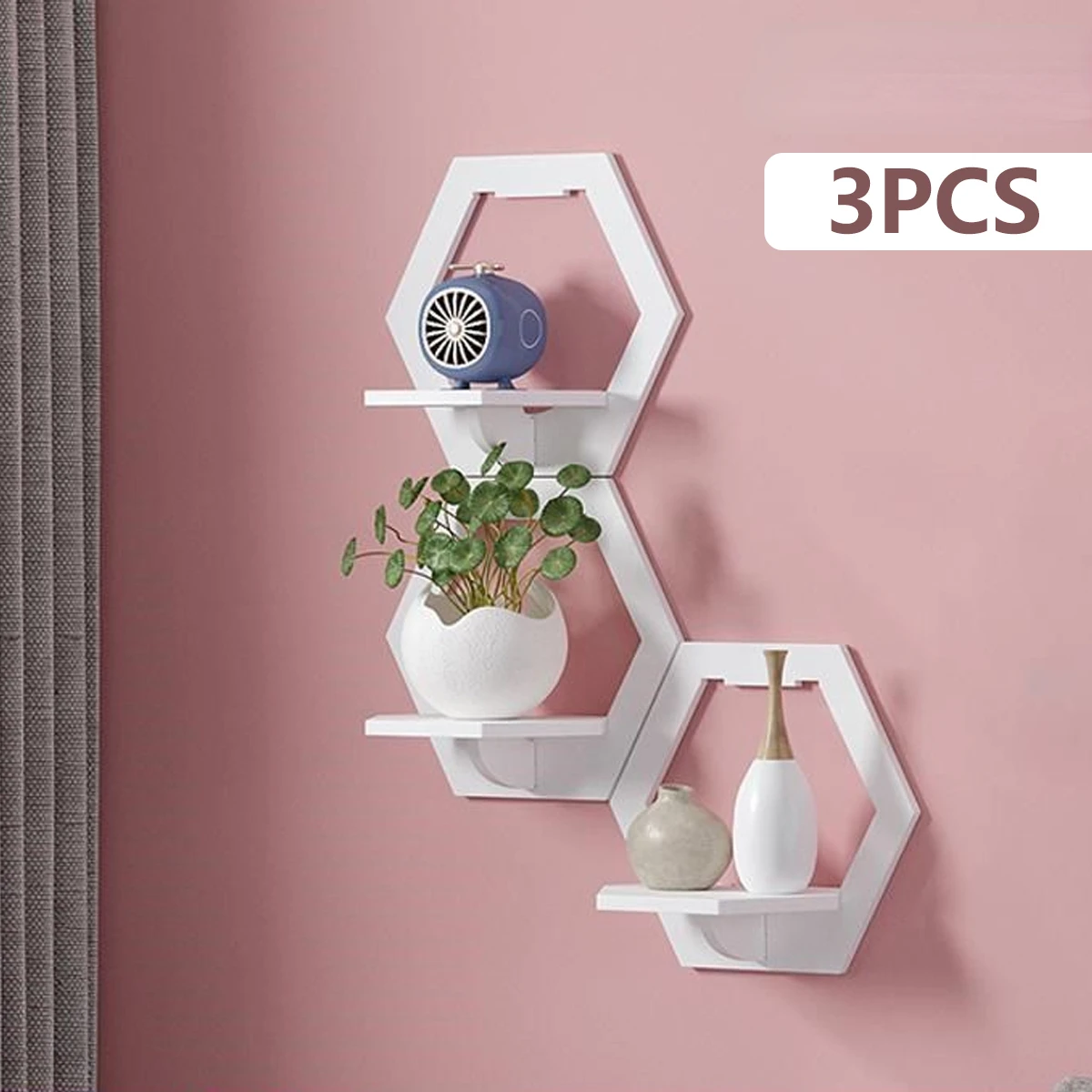 3Pcs Hexagon Wall Shelf Punch  – обзор и цена Home Bar Shelves