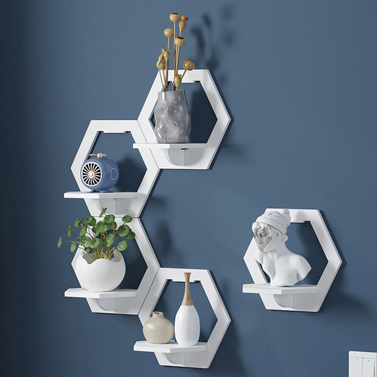 3Pcs Hexagon Wall Shelf Punch  – обзор и цена Home Bar Shelves