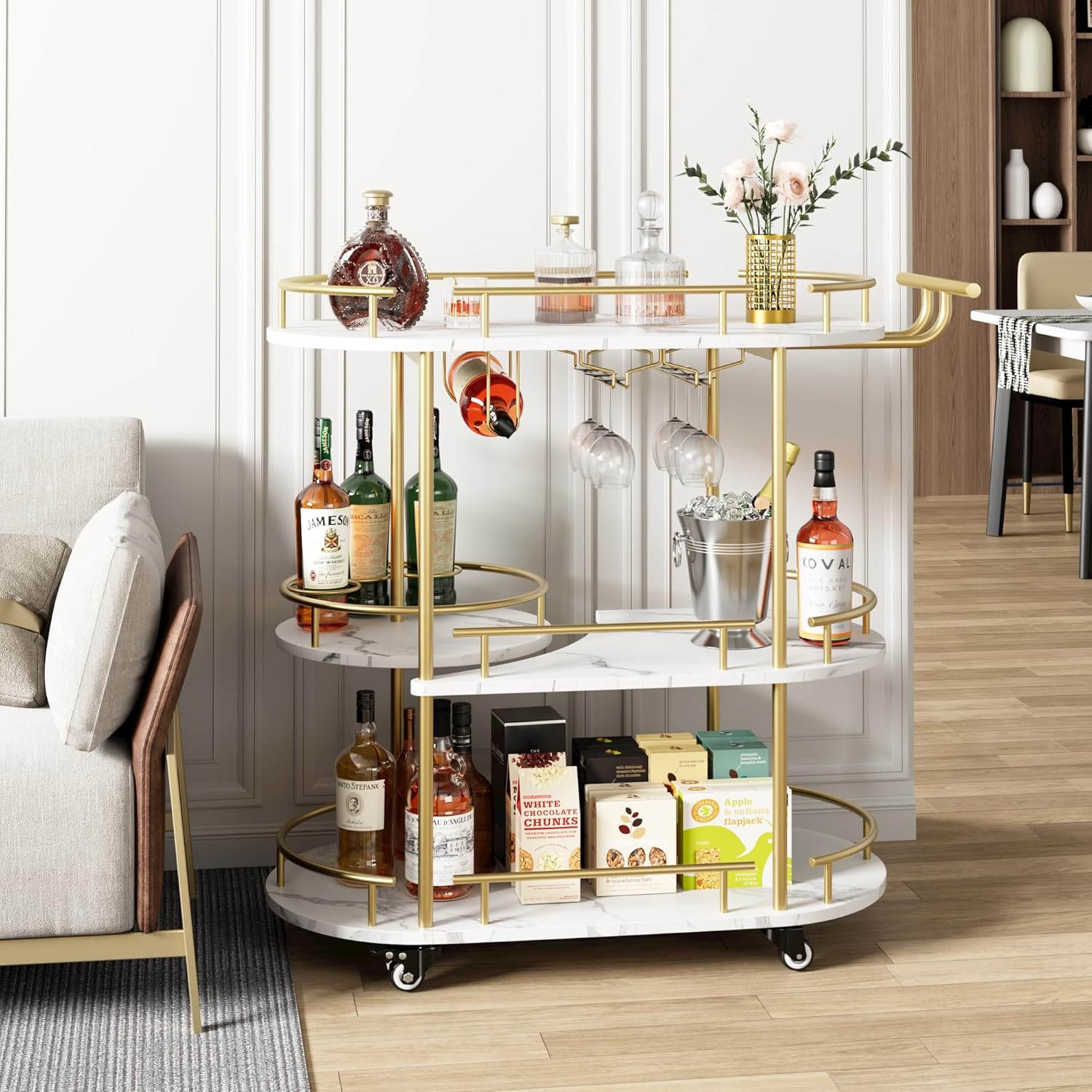 Gold Bar Carts with 4-Tiers St – обзор и цена Bar Cart Gold