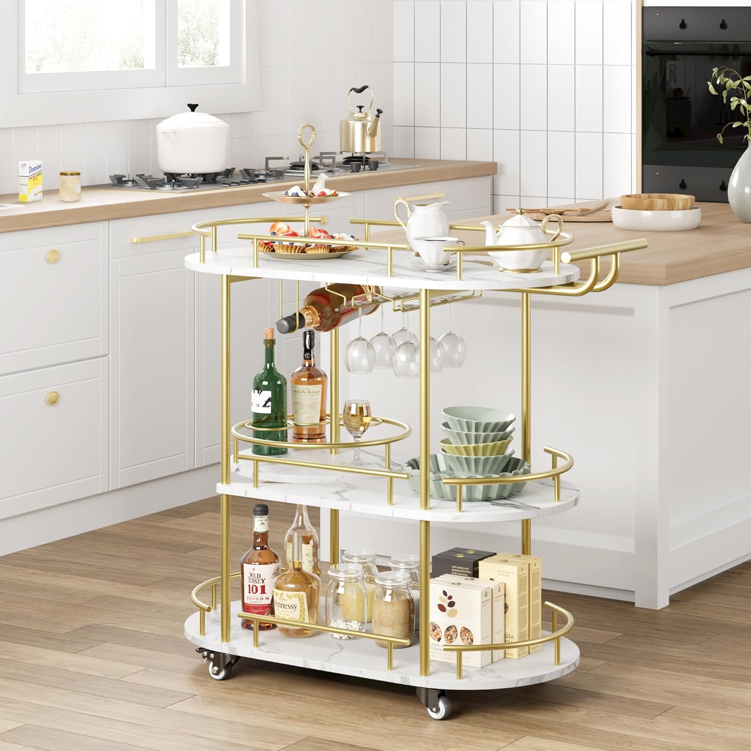 Gold Bar Carts with 4-Tiers St – обзор и цена Bar Cart Gold