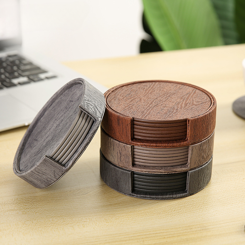 6 Wood Grain Leather Coasters  – обзор и цена Home Bar And Counter