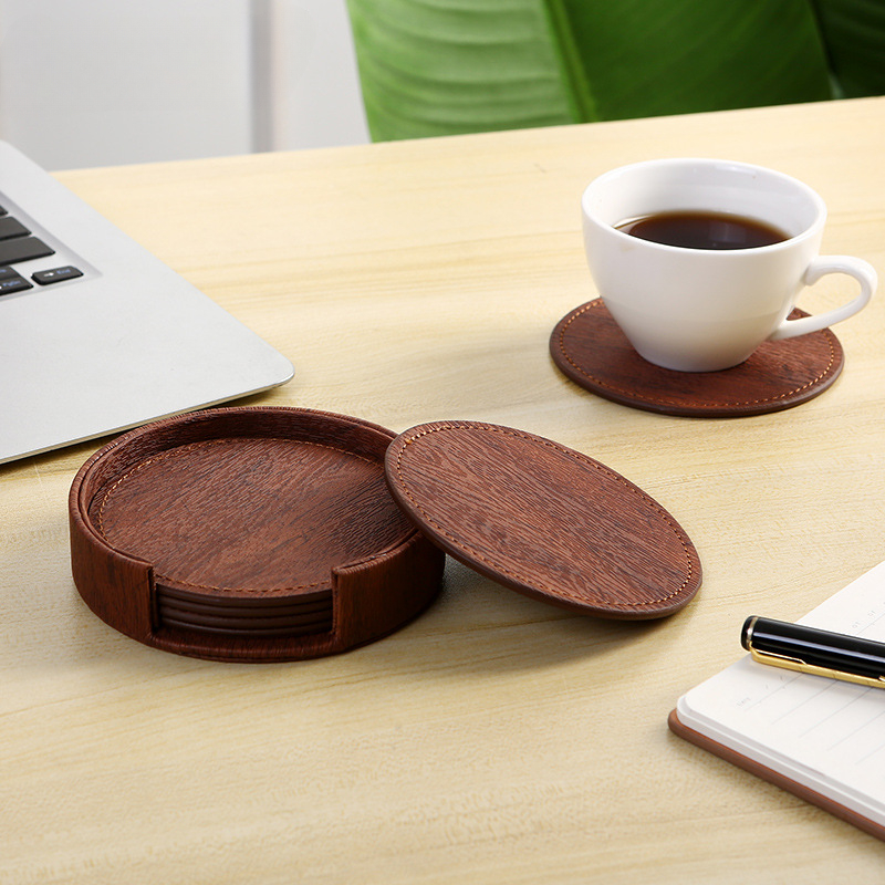 6 Wood Grain Leather Coasters  – обзор и цена Home Bar And Counter