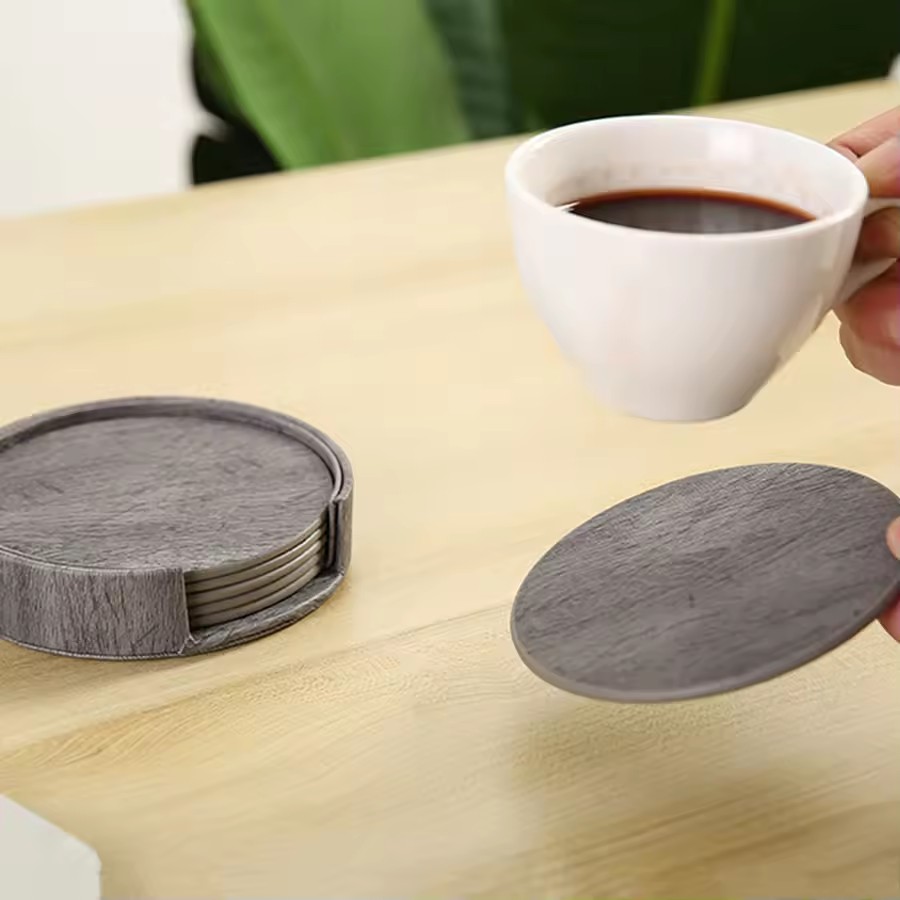 6 Wood Grain Leather Coasters  – обзор и цена Home Bar And Counter