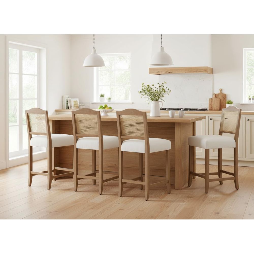 Set of 4 Linen Beige Cane Back – обзор и цена Home Bar And Counter