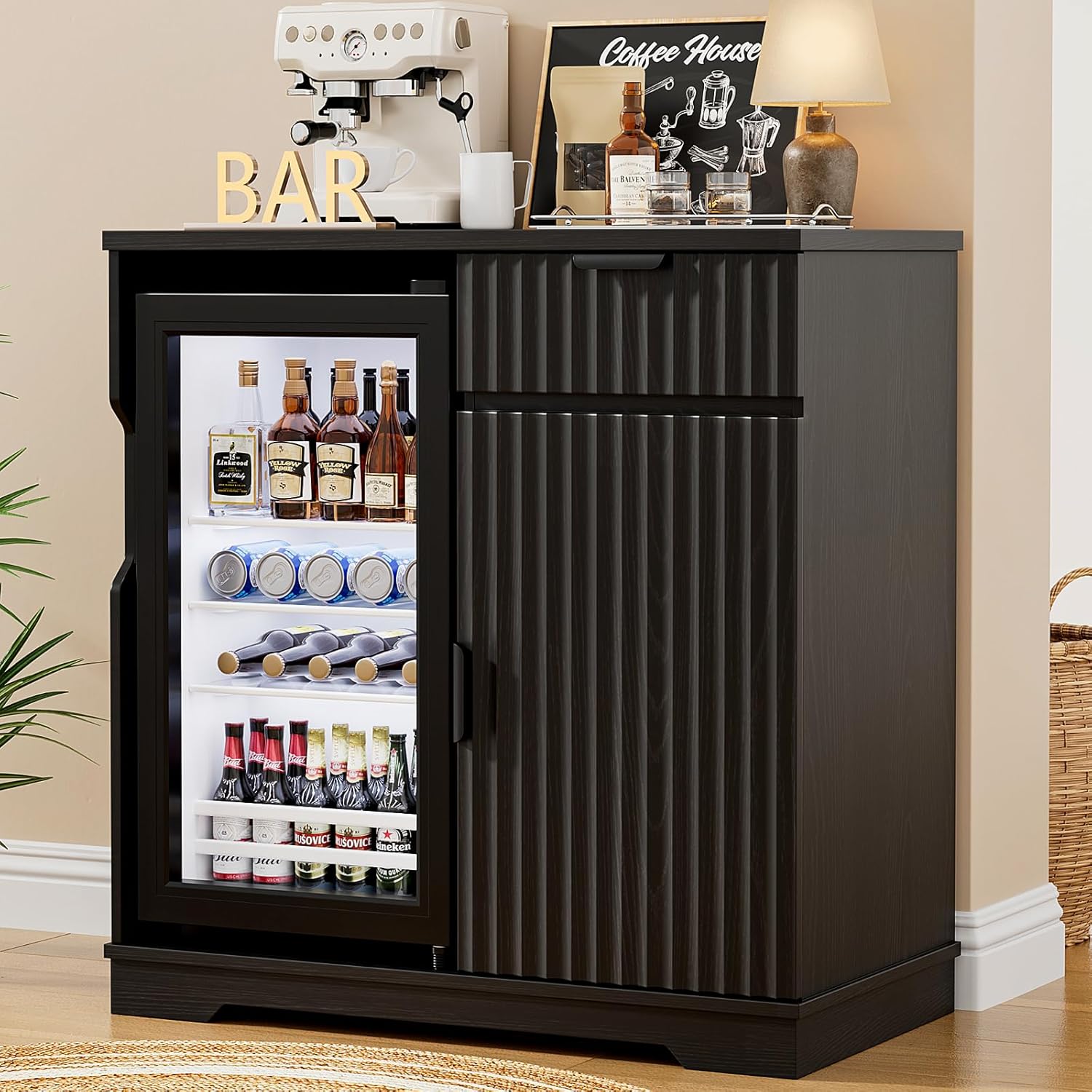 Fluted Coffee Bar Cabinet with – обзор и цена Home Bar And Fridge
