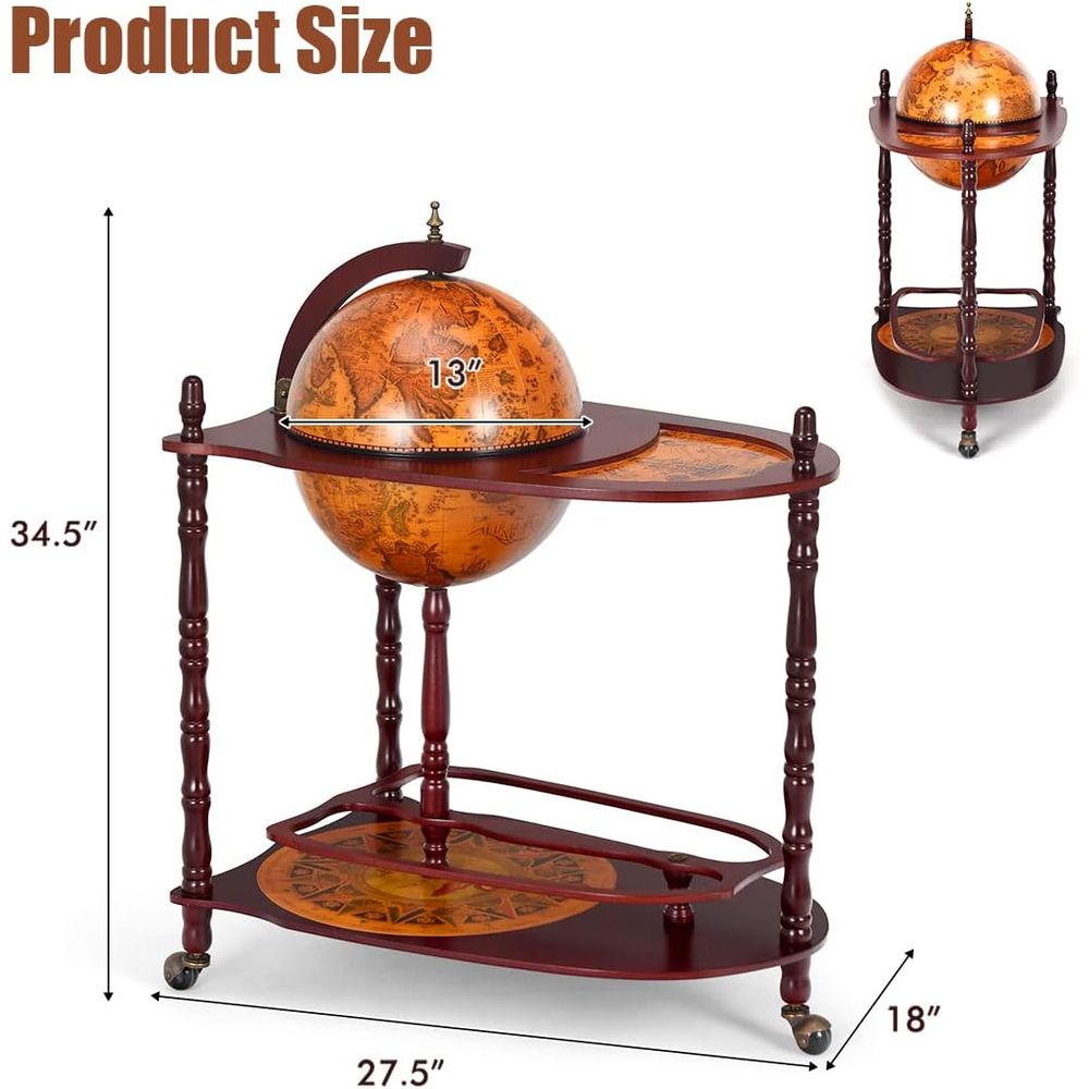 Vintage 34.5 Wheeled Globe Bar – обзор и цена Home Bar Shelf