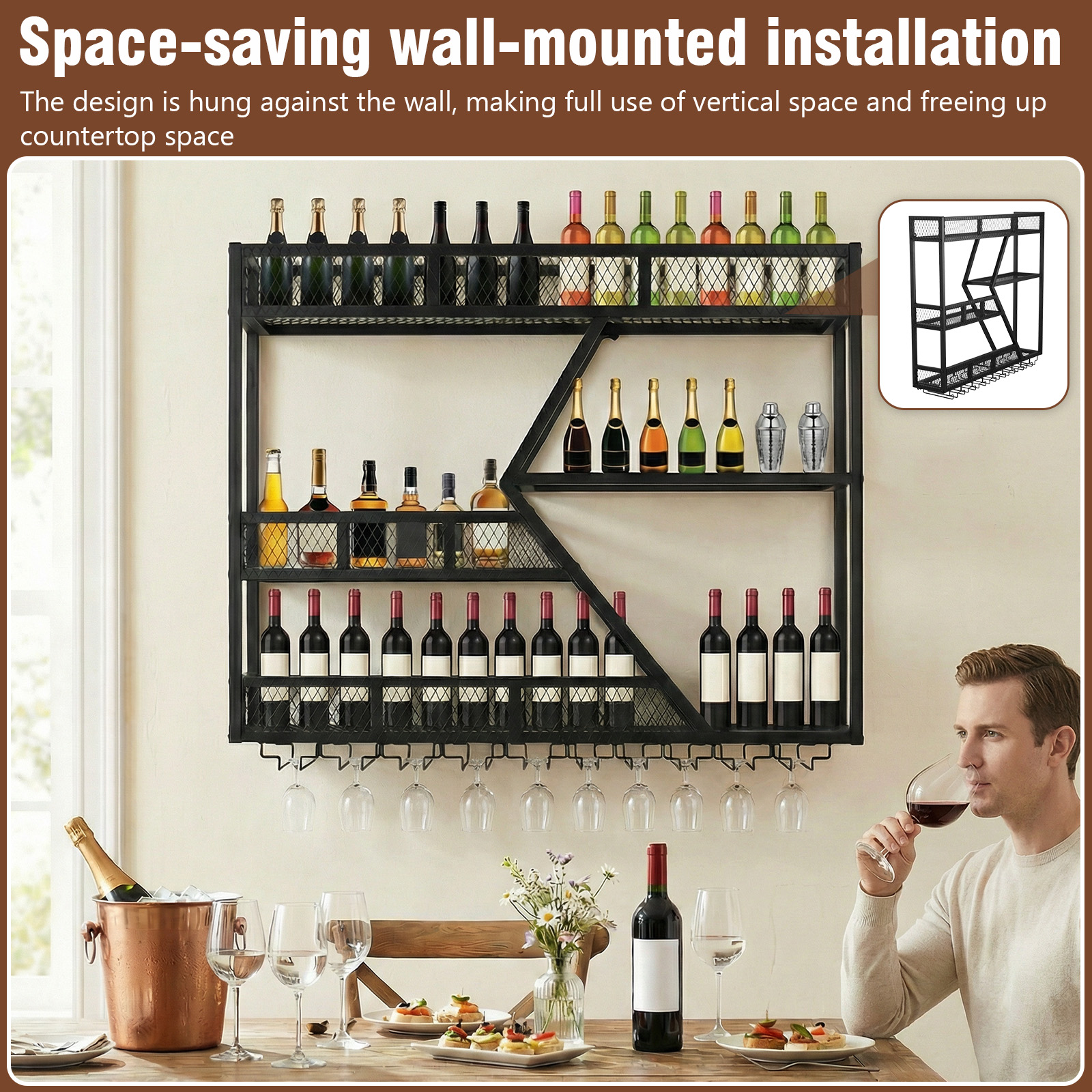 39in 3-Tiers Floating Bar Shel – обзор и цена Home Bar Shelf