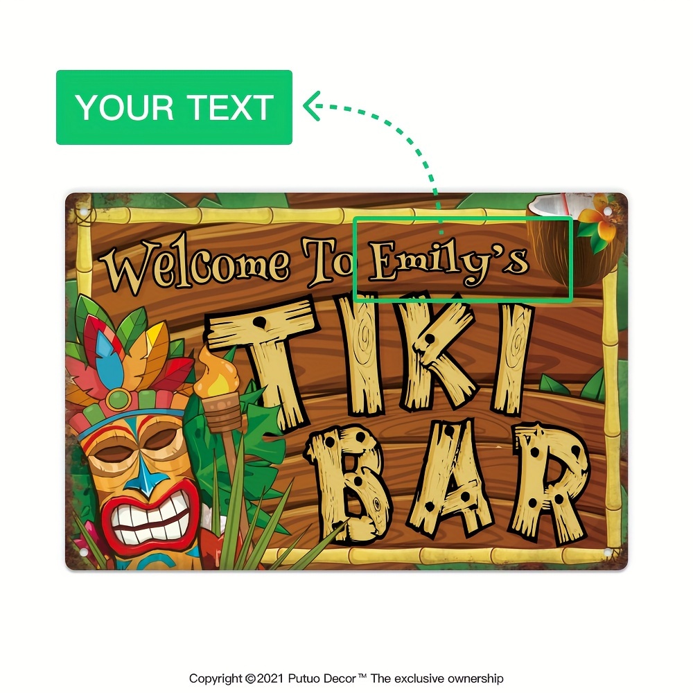 Custom  Decor Tiki Bar Sign, P – обзор и цена Home Bar Accessories