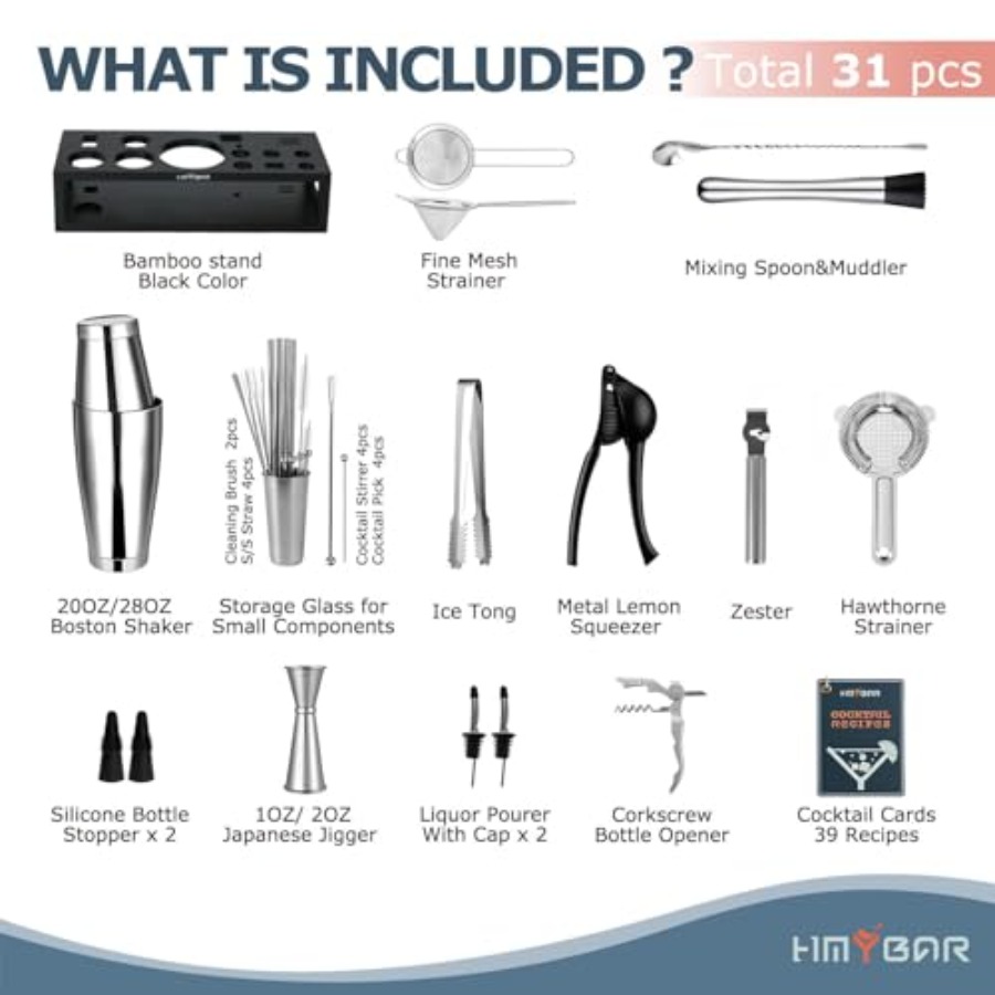 ® Bartender Kit with Bamboo St – обзор и цена Boston Shaker Set